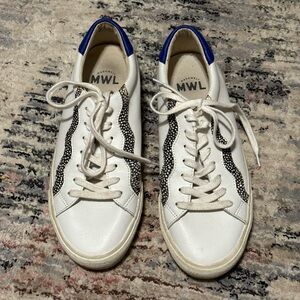 Madewell Sidewalk Low-Top Sneakers Leather and Calf Hair Wave Edition Stripes